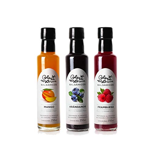 GLOSA MARINA 3er Feinschmecker Paket *ISLAS BALEARES* Crema Balsámica Mango, Heidelbeere, Himbeere (3 x 250ml) von GLOSA MARINA