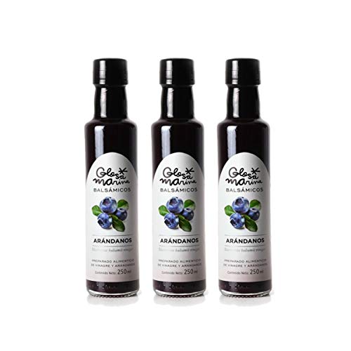 GLOSA MARINA 3er Paket *ARANDANOS* Crema Balsámica de Arándanos - Balsamico Gourmet Essig Creme Heidelbeere (3 x 250ml) von GLOSA MARINA