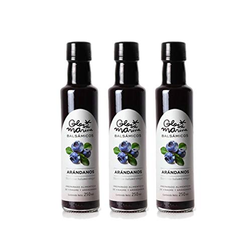 GLOSA MARINA 3er Paket *ARANDANOS* Crema Balsámica de Arándanos - Balsamico Gourmet Essig Creme Heidelbeere (3 x 250ml) von GLOSA MARINA