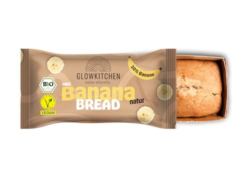Glowkitchen Bananenbrot -12er Pack mini Kuchensnack 70g für jede Gelegenheit - bio, vegan, mit Dinkelmehl & extra viel Banane - über 50% weniger Zucker als herkömmliche Rührkuchen - mit Vanille & Zimt Glowkitchen Bananenbrot -12er Pack mini Kuchensnack 70g für jede Gelegenheit - bio, vegan, mit Dinkelmehl & extra viel Banane - über 50% weniger Zucker als herkömmliche Rührkuchen - mit Vanille & Zimt von GLOWKITCHEN