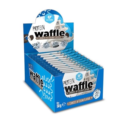 Go Fitness – [12x 50g] High Protein Waffeln – Waffeln extrem lecker und frisch gebacken - gesunde Energieriegel zum Muskelaufbau - Eiweißriegel 11g Protein (Box, Cookies) von GO FITNESS