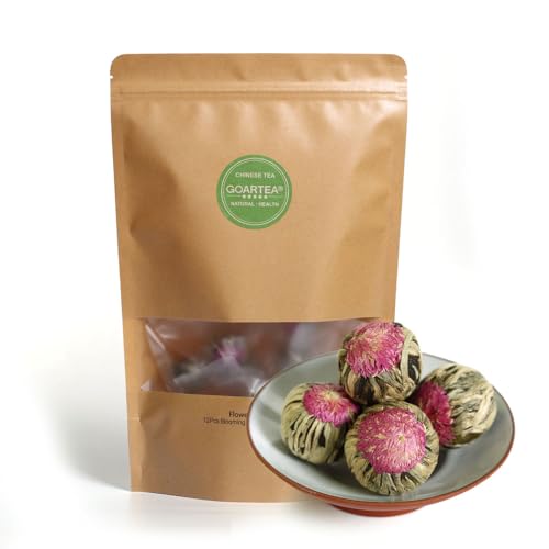 GOARTEA 12Pcs Blooming Tea Flowers Balls Green Tee Ball Blooming Flower Tea Artistic Fresh Natural Gift Set Pack von GOARTEA