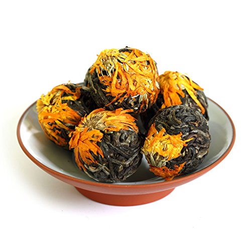 GOARTEA Puerh Tea - Raw Pu erh Tee Cake 250g / 8.8oz 2017 Year Calendula Officinalis Bulang Mountain - Puerh Tuocha - Pu erh Tea Puer Tea Pu'er Tea - Yunnan Pu-erh Tee Chinese Tea von GOARTEA