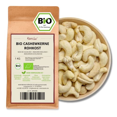 Kamelur 1kg BIO Cashewkerne Rohkost - Ganze Cashew Nüsse, unbehandelt und ohne Zusätze aus kontrolliert biologischem Anbau von Kamelur