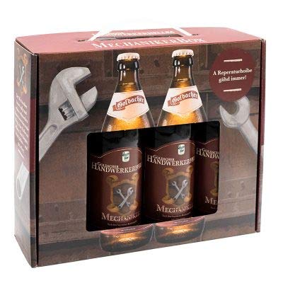 Mechaniker Bier aus Bayern Geschenkkartons Box 4er x 0,5 von GOLDACHER HANDWERKERHELLES MECHANIKER