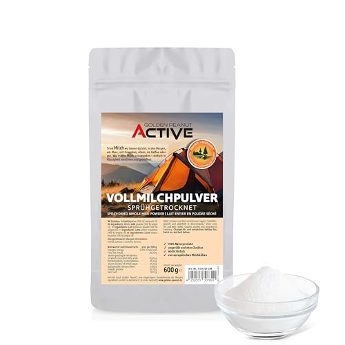 GOLDEN PEANUT ACTIVE Vollmilchpulver sprühgetrocknet 600 g Instant Trockenmilch Pulver Camping Reise von GOLDEN PEANUT