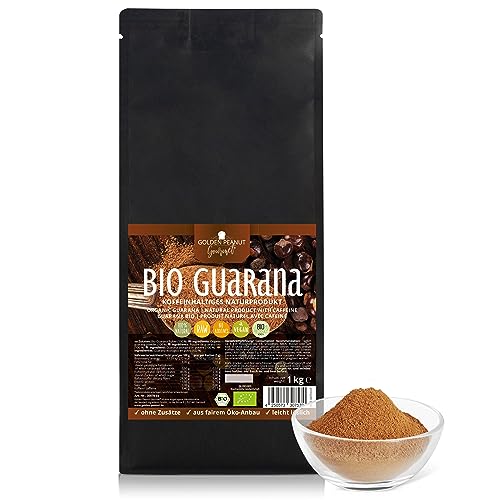 GOLDEN PEANUT GOURMET Bio Guarana Pulver 1 kg natürliches Koffein ohne Zusätze vegan Energie Getränk Kaffee Ersatz von GOLDEN PEANUT