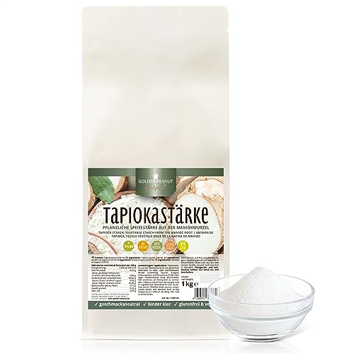 GOLDEN PEANUT GOURMET Tapioka Stärke 1 kg vegane Speisestärke Soßenbinder glutenfreies Mehl zum Andicken von GOLDEN PEANUT