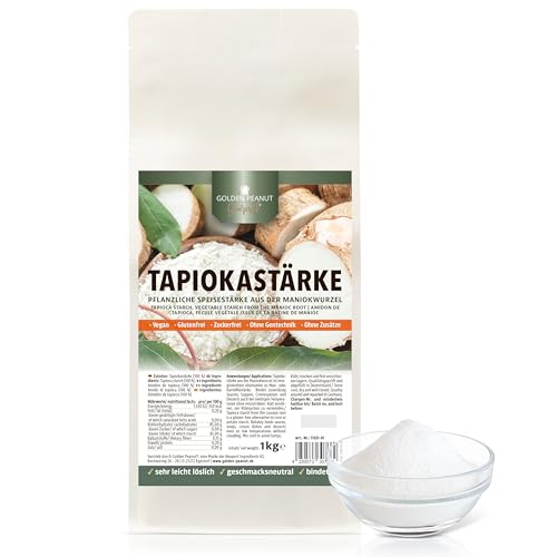 GOLDEN PEANUT GOURMET Tapioka Stärke 1 kg vegane Speisestärke Soßenbinder glutenfreies Mehl zum Andicken von GOLDEN PEANUT