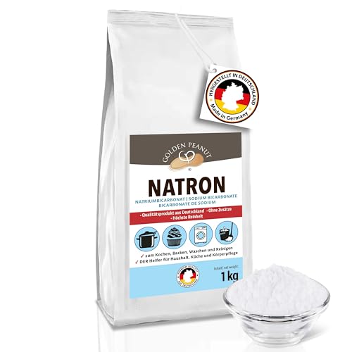 GOLDEN PEANUT Natron Pulver 6 x 1 kg Nachfüllpack Natriumhydrogencarbonat Backsoda Backpulver Wasch-Soda Lebensmittelqualität aus Deutschland von GOLDEN PEANUT