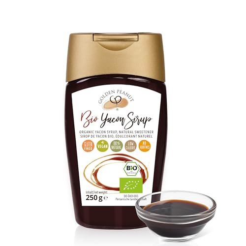 GOLDEN PEANUT Sirup aus der Yacon Wurzel Bioqualität 250 g natürliche Süße, Zuckeralternative, 100% pflanzlich, Diabetiker geeignet von GOLDEN PEANUT