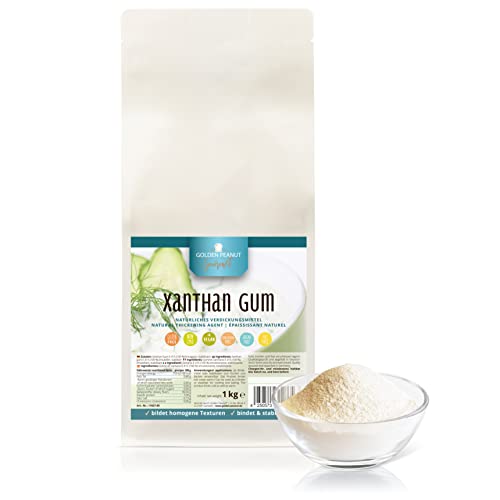 GOLDEN PEANUT Xanthan Gum Pulver 1 kg - Verdickungsmittel stabilisiert, bindend, kalorienarm und glutenfrei, ideal für Eisherstellung von GOLDEN PEANUT