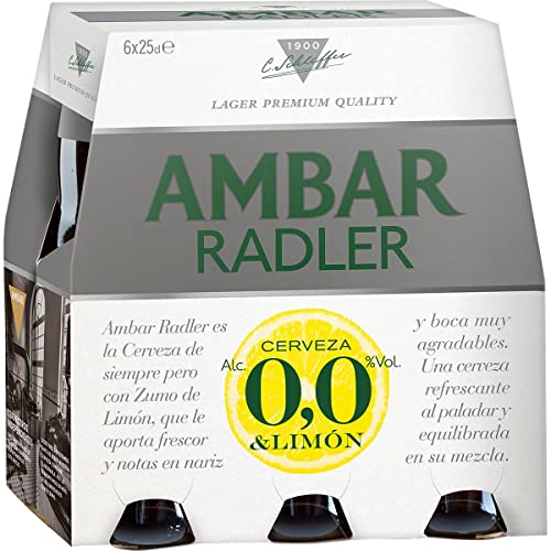 AMBAR RADLER 0,0 Bier ohne Alkohol mit Zitrone Pack 6 Flaschen 25 cl von GOOD4YOU