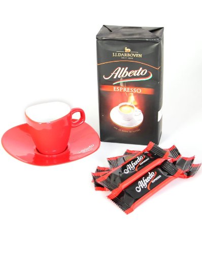 ALBERTO Espresso Set mit Tasse und Caramel Cookies von GOURVITA