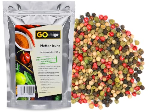 0,25Kg Bunter Pfeffer 250g Pfefferkörner bunt ganz Premium Qualität von GOmigo