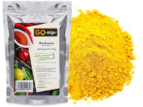 0,25kg Kurkuma Pulver Gelbwurz gemahlen Curcumin Top Qualität 250g von GOmigo