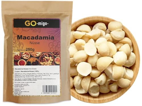 0,25kg Natürliche Macadamia Nüsse Premium Qualität 250g von GOmigo