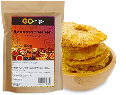 0,5kg Getrocknete Ananasscheiben ohne Zucker 500g - GOmigo von GOmigo