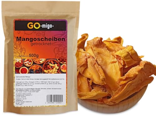 0,5kg Mango getrocknet ungezuckert getrocknete Mango Spalten Premium 500g von GOmigo