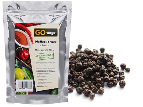 0,5kg Pfeffer Körner schwarz Pfefferkörner ganz 500g Top Qualität von GOmigo