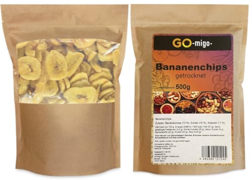 0,5kg Trockenfrüchte getrocknete Bananen Bananenchips 500g von GOmigo
