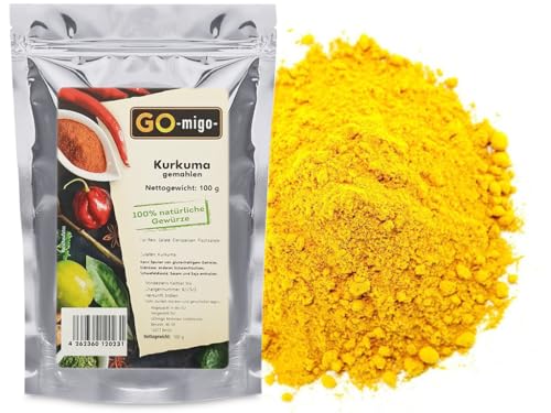 100g Kurkuma Pulver Gelbwurz gemahlen Curcumin Top Qualität 0,1kg von GOmigo