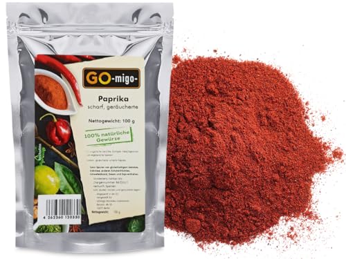 100g Paprika scharf, geräucherte gemahlen echte 100 Asta Top Qualität 0,1kg von GOmigo