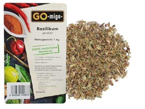 1kg Basilikum gerebelt feinstes Aroma & Premium Qualität 1000g von GOmigo