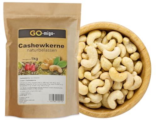 1kg Cashewkerne ganz frisch unbehandelt Cashewnüsse Cashew Cashews hohe Qualität von GOmigo