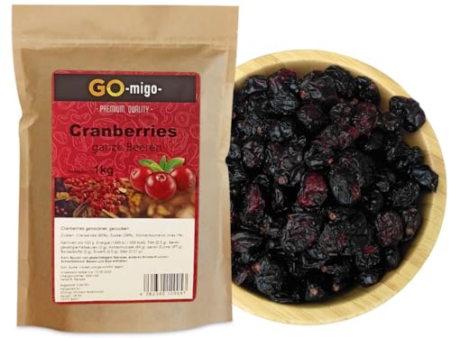 1kg Cranberries ganze beeren Top Qualität 1000g von GOmigo