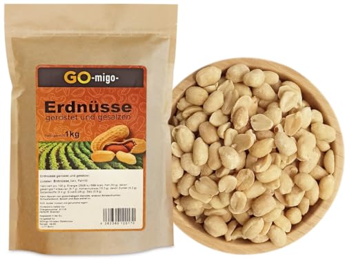 1kg Erdnüsse, geröstet und gesalzen Top Qualität 1000g 1kg Erdnüsse, geröstet und gesalzen Top Qualität 1000g von GOmigo