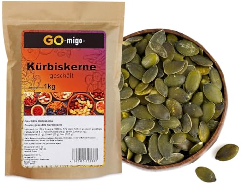 1kg Geschälte Kürbiskerne, Polen Kürbis - Premiumqualität von GOmigo