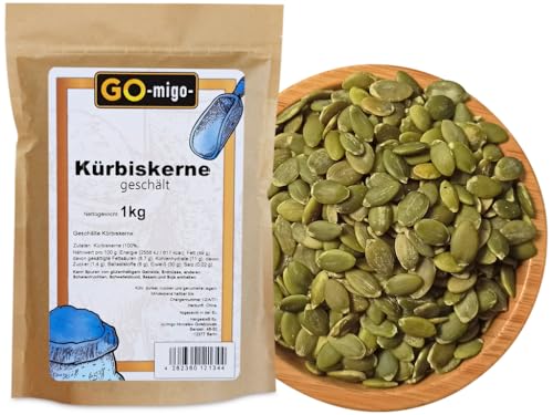 1kg Kürbiskerne geschält grün natur Kürbis Kerne Kuerbiskerne Premiumqualität von GOmigo