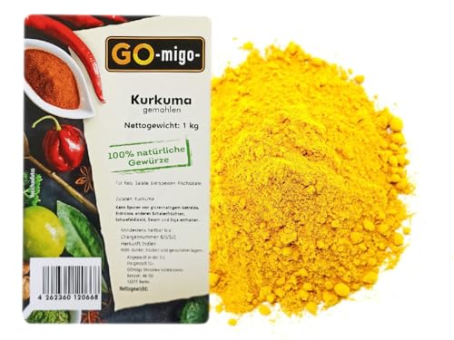 1kg Kurkuma Pulver Gelbwurz gemahlen Curcumin Top Qualität 1000g von GOmigo