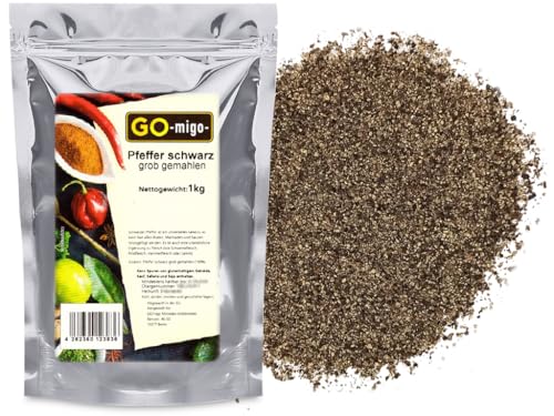 1kg Pfeffer schwarz, grob gemahlen 1000g von GOmigo