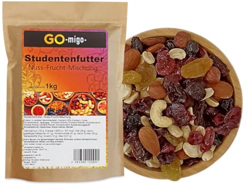 Studentenfutter Nuss - Mischung mit Trockenfrüchten 1kg - GOmigo von GOmigo