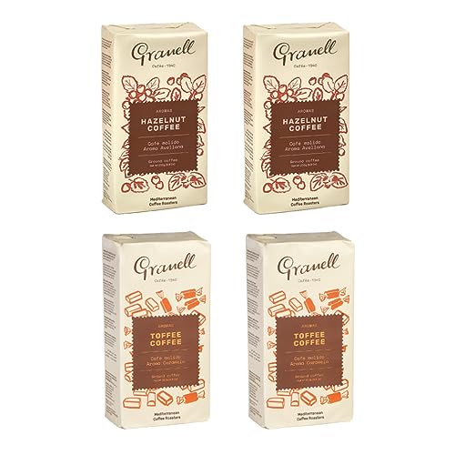 Cafes Granell-1940 - Kaffee Probierpaket Toffee und Haselnuss | 100% Arabica Kaffee Gemahlen - Haselnuss + Karamell Gemahlener Kaffee - 4 x 250 g von GRANELL CAFES-1940