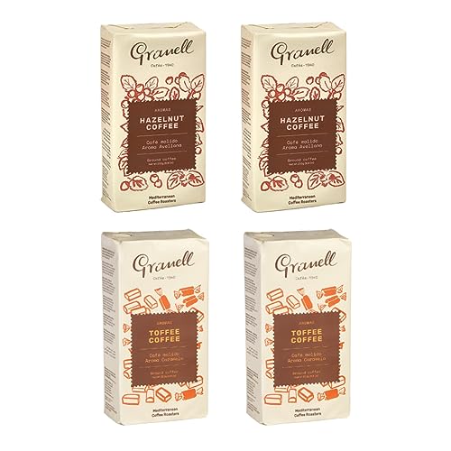 Cafes Granell-1940 - Kaffee Probierpaket Toffee und Haselnuss | 100% Arabica Kaffee Gemahlen - Haselnuss + Karamell Gemahlener Kaffee - 4 x 250 g Cafes Granell-1940 - Kaffee Probierpaket Toffee und Haselnuss | 100% Arabica Kaffee Gemahlen - Haselnuss + Karamell Gemahlener Kaffee - 4 x 250 g von GRANELL CAFES-1940