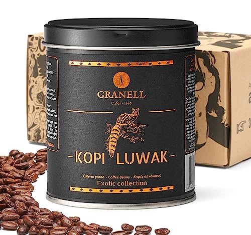 Granell Cafés · 1940 - Exotic Collection - Kopi Luwak Kaffee | Gourmet Kaffeebohnen 100% Arabica Kaffee - Markantes Aroma und Bitterkeit - 100 g von Granell Cafés · 1940