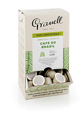 Granell - Espresso Café Do Brasil | Kompatible Espressokapseln für Nespresso Maschinen 100% Arabica Kaffee - 100 Kompostierbare Kaffeekapseln von GRANELL CAFES-1940