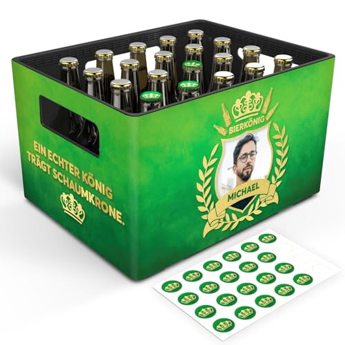 GRAVURZEILE Bierkasten-Banderole - Bierkönig - Personalisiert mit Name & Foto - Geschenk für Männer zum Vatertag & Geburtstag - Inkl. 24 Deckelaufkleber - Passend für 20er Bierkasten - Farbe: Grün GRAVURZEILE Bierkasten-Banderole - Bierkönig - Personalisiert mit Name & Foto - Geschenk für Männer zum Vatertag & Geburtstag - Inkl. 24 Deckelaufkleber - Passend für 20er Bierkasten - Farbe: Grün von GRAVURZEILE
