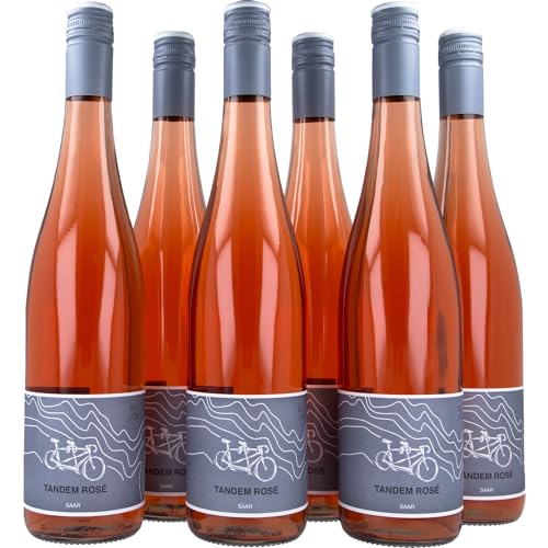 GRAVURZEILE Weinflasche Riesling Tandem - Rosé Wein (trocken) vom Weingut Müller von der Saar - (6 x 0.75 l) - Süß und leicht - Schönes Geschenk für Weinkenner und Weingenießer von GRAVURZEILE
