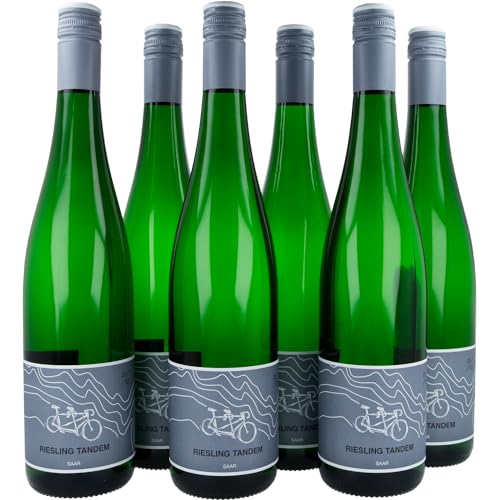 GRAVURZEILE Weinflasche Riesling Tandem - Weißein (trocken) vom Weingut Müller von der Saar - (6 x 0.75 l) - Süße Säure - Schönes Geschenk für Weinkenner und Weingenießer von GRAVURZEILE