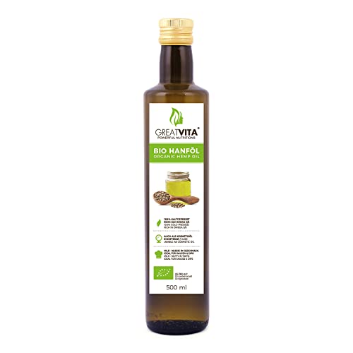 GreatVita Bio Hanföl, 100% rein & kaltgepresst, 500ml Hanfsamenöl hoher Anteil an Omega 3 & 6 Fettsäuren GreatVita Bio Hanföl, 100% rein & kaltgepresst, 500ml Hanfsamenöl hoher Anteil an Omega 3 & 6 Fettsäuren von GREAT VITA