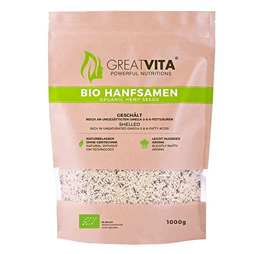 GreatVita Bio Hanfsamen 1 kg - geschält, DE-Öko-037, 1er Pack von GREAT VITA