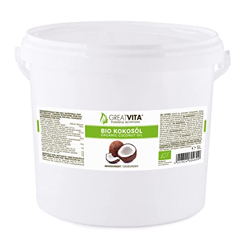 GreatVita Bio Kokosöl, Geschmacksneutral (desodoriert), 1er Pack (1 x 5000 ml) von GREAT VITA