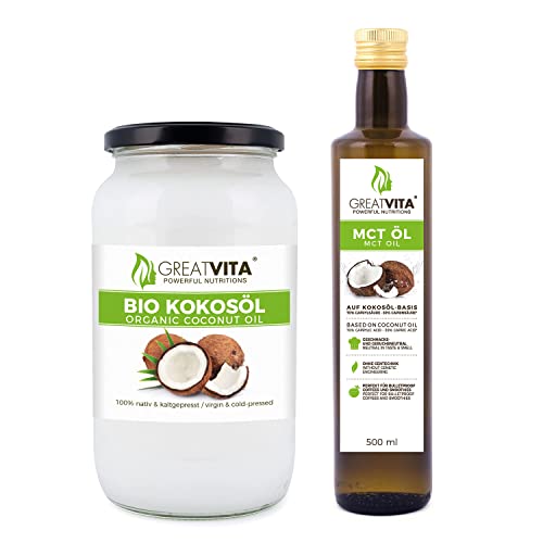 GreatVita Bio Kokosöl, nativ, 1L + MCT Öl, 500ml GreatVita Bio Kokosöl, nativ, 1L + MCT Öl, 500ml von Mea Vita