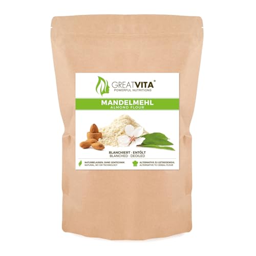GreatVita Mandelmehl 800g | Entölt & blanchiert, fein gemahlene Mandeln | Glutenfrei, proteinreich, ideal für Backen, Panieren & Low-Carb Rezepte GreatVita Mandelmehl 800g | Entölt & blanchiert, fein gemahlene Mandeln | Glutenfrei, proteinreich, ideal für Backen, Panieren & Low-Carb Rezepte von Mea Vita