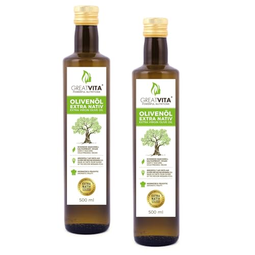 GreatVita Olivenöl, extra nativ & kaltgepresst, 2x 500ml fruchtiges Olivenöl in Glasflasche GreatVita Olivenöl, extra nativ & kaltgepresst, 2x 500ml fruchtiges Olivenöl in Glasflasche von Mea Vita