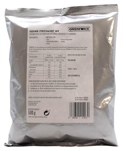 Greenforce veganer Streichwurst Mix Pulver Typ Leberwurst, (1 x 500g) von GREENFORCE